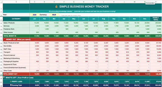 FREE DEMO — Simple Business Tracker (Excel + Google Sheets)