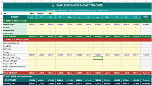 FREE DEMO — Simple Business Tracker (Excel + Google Sheets)